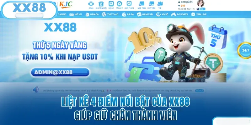 XX88 - Link Nhà Cái XX88.COM Uy Tín Top #1 Google VN 14 Liệt kê 4 điểm nổi bật giữ chân thành viên XX88